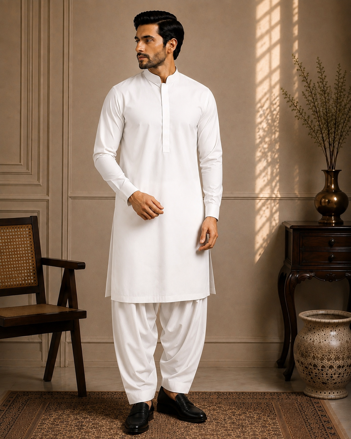 Premium White Unstitched Shalwar Kameez Suit