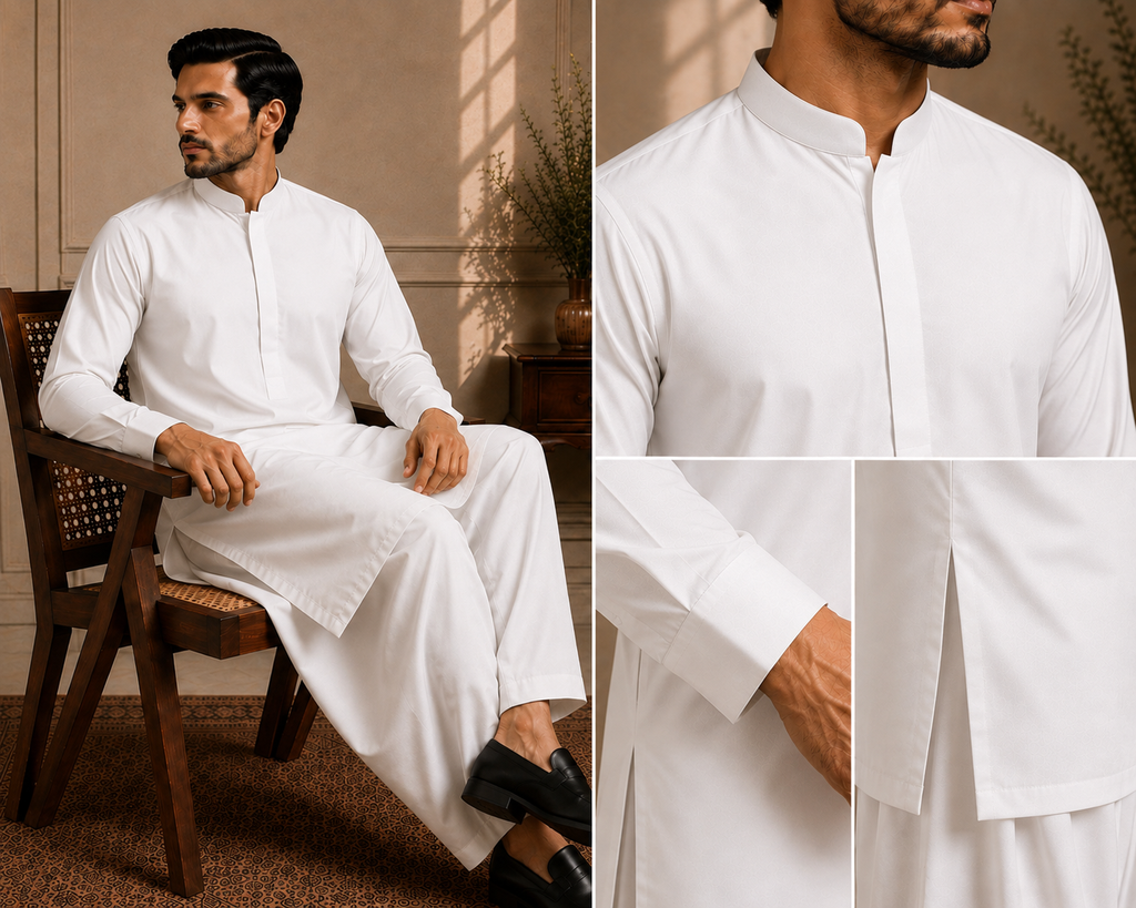 Premium White Unstitched Shalwar Kameez Suit
