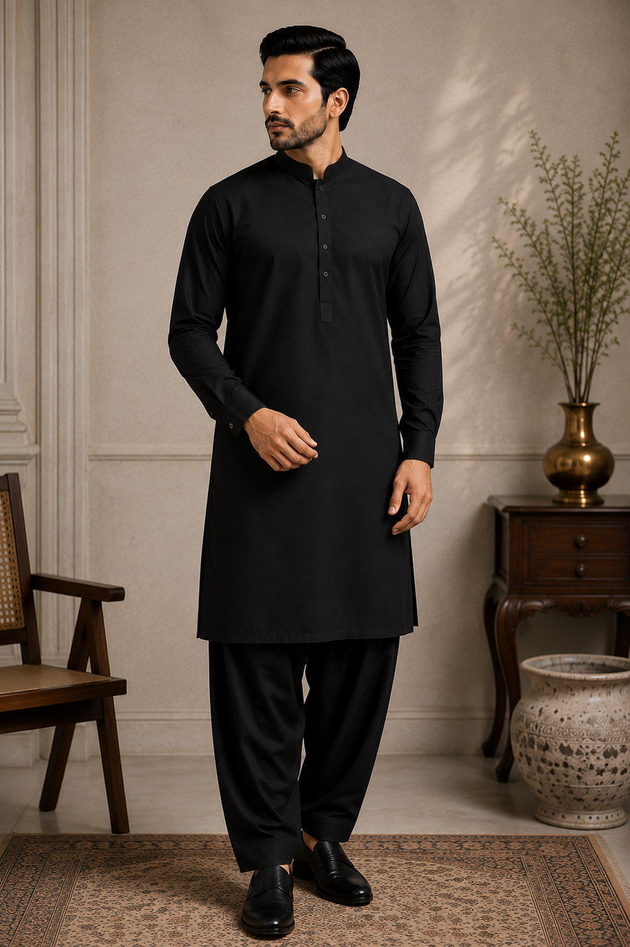 Midnight Black Classic Shalwar Kameez