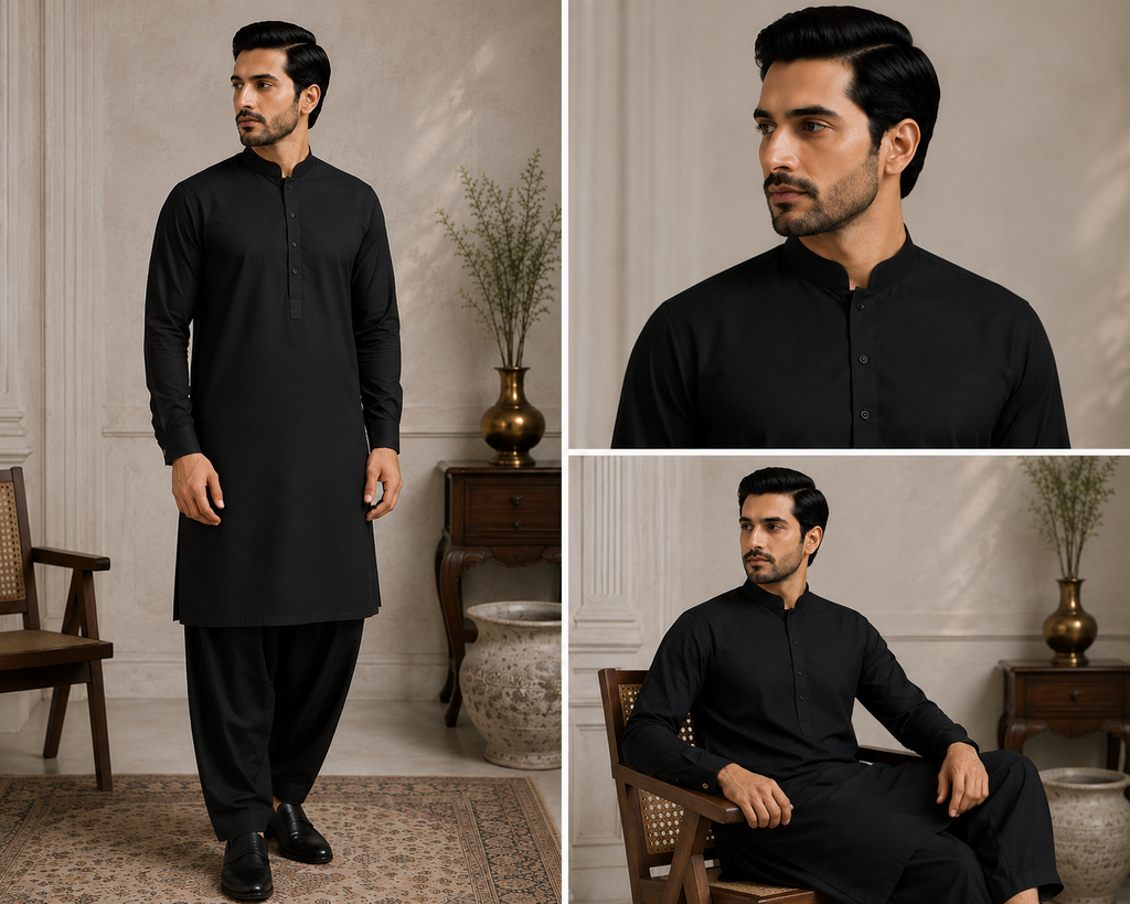Midnight Black Classic tailored shalwar kameez styling inspiration - gallery