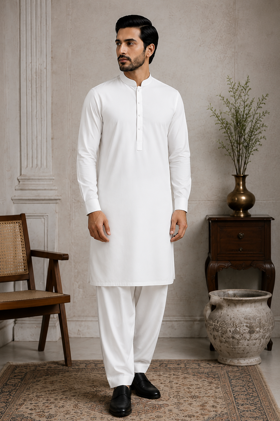 Classic White Shalwar Kameez with Refined Finish